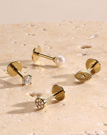 solid gold flatback earrings