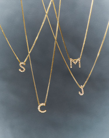 Diamond alphabet charm necklaces