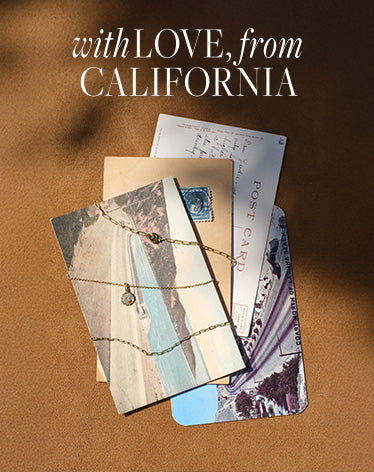with LOVE, from CALIFORNIA. Jewelry and post cards