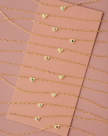 gold heart and birthstone necklaces