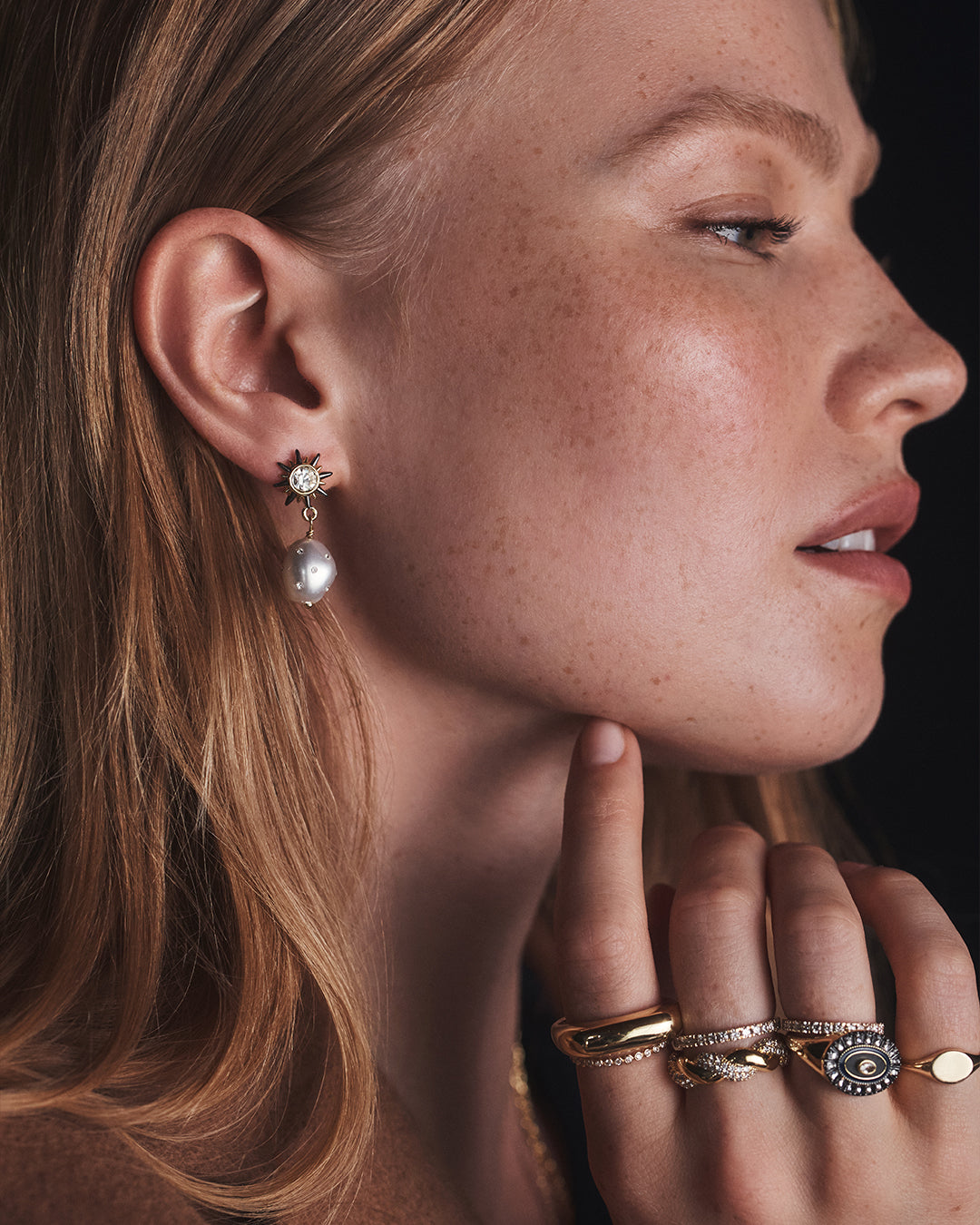 Vintage Shimmer Pearl Drop Earrings || option::18k Gold Plated