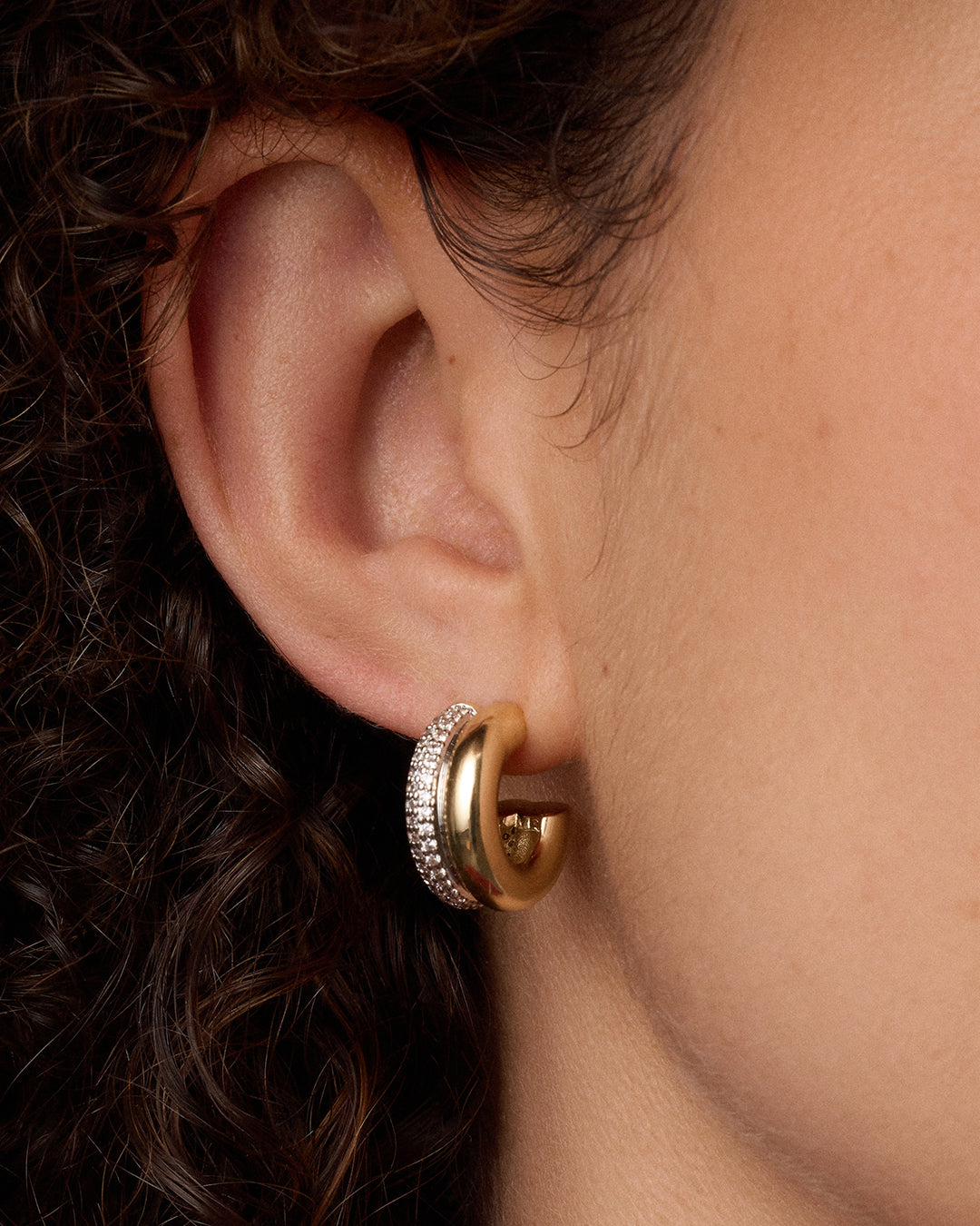 Lou Shimmer Stacked Huggies || option::18k Gold Plated