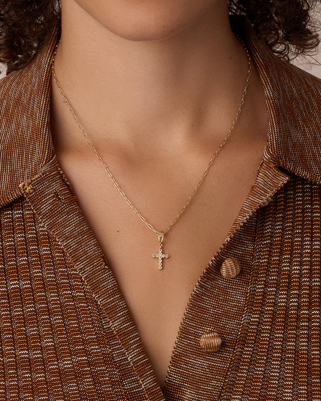 Shimmer Cross Parker Charm || option::18k Gold Plated