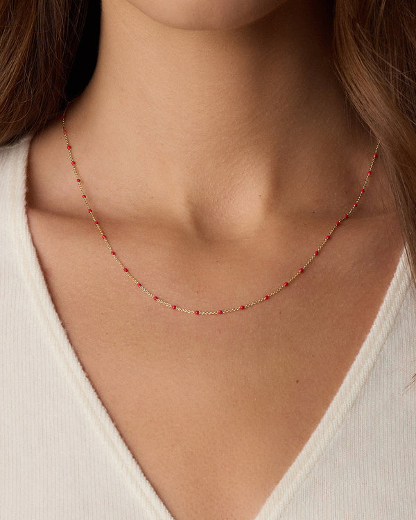 Capri Necklace - Red || option::18K Gold Plated, Red