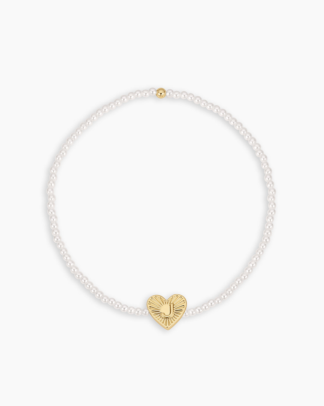 Pearl Vintage Heart Alphabet Bracelet || option::18k Gold Plated, J