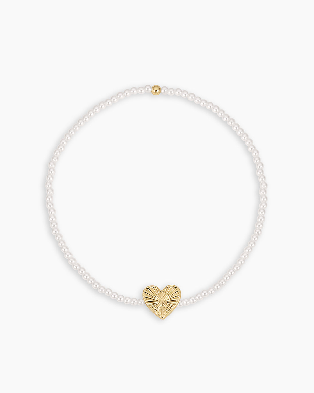 Pearl Vintage Heart Alphabet Bracelet || option::18k Gold Plated, X