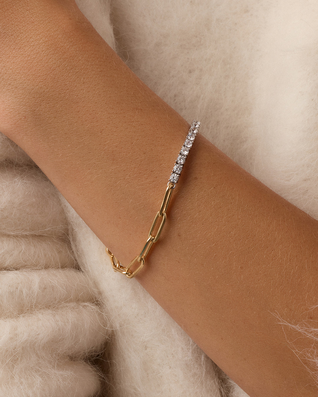 Florence Tennis Chain Bracelet || option::18k Gold Plated