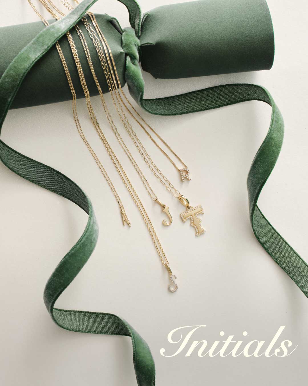 Solid gold initial Necklaces . Initials