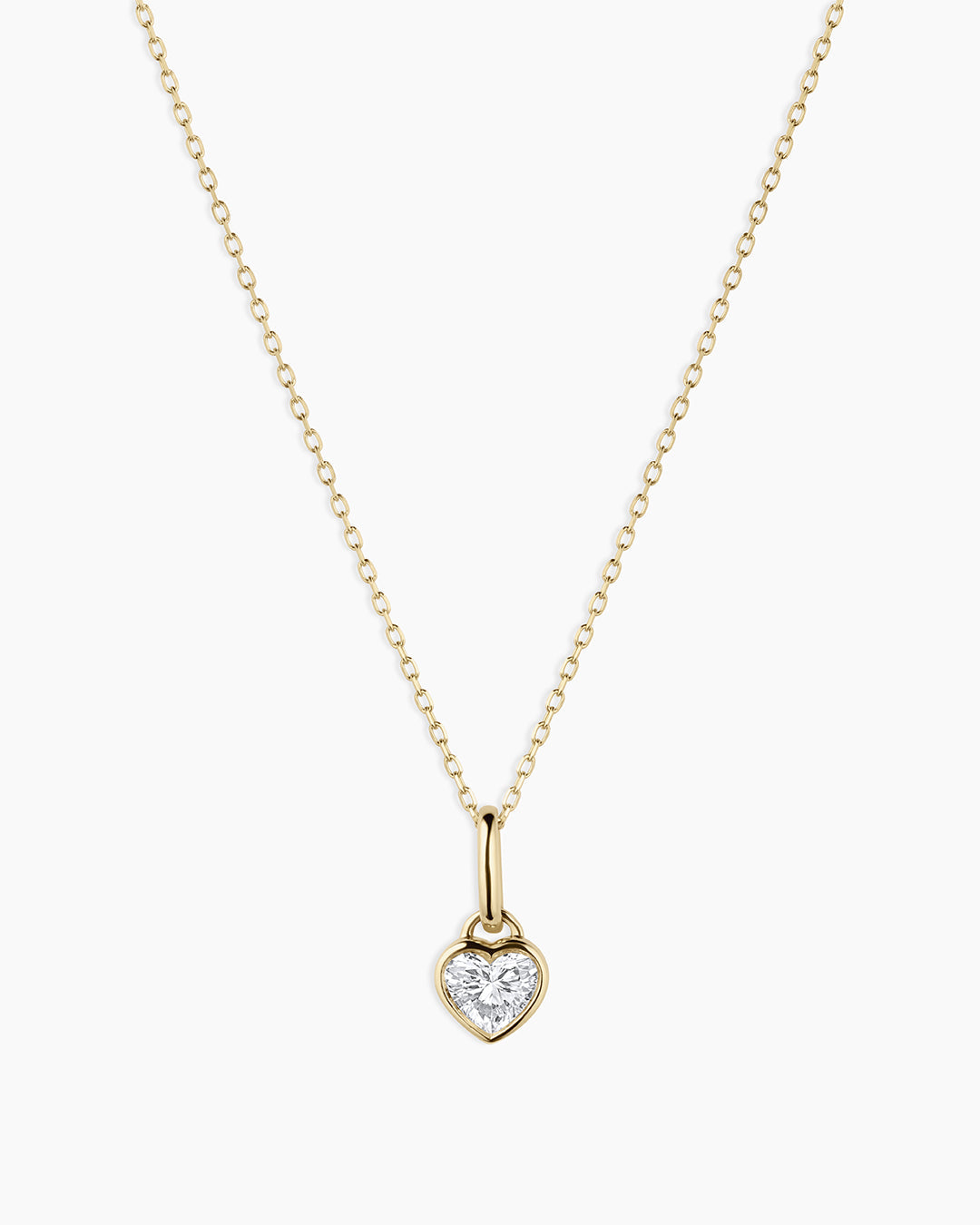 Lab Grown Diamond Heart Charm Necklace || option::14k Solid Gold