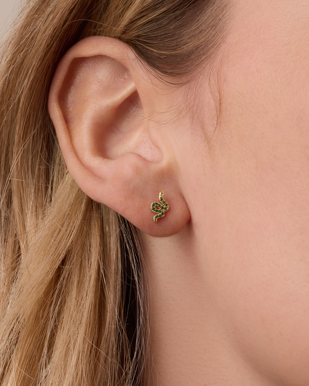 Snake Single Stud || option::18k Gold Plated