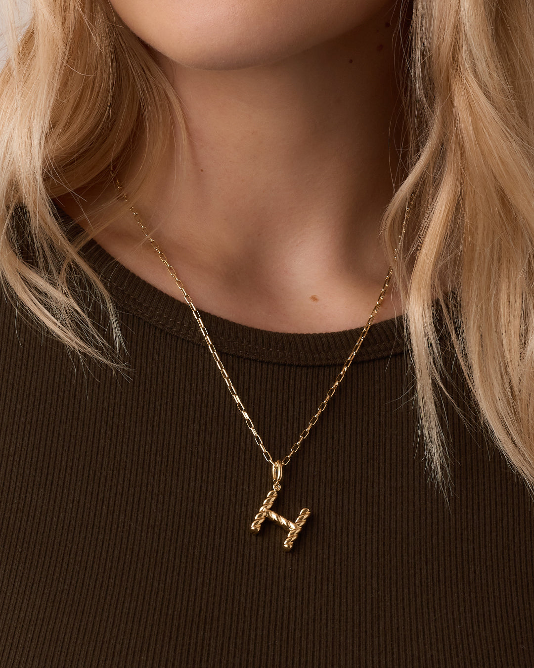 Crew Alphabet Statement Charm || option::18k Gold Plated, H