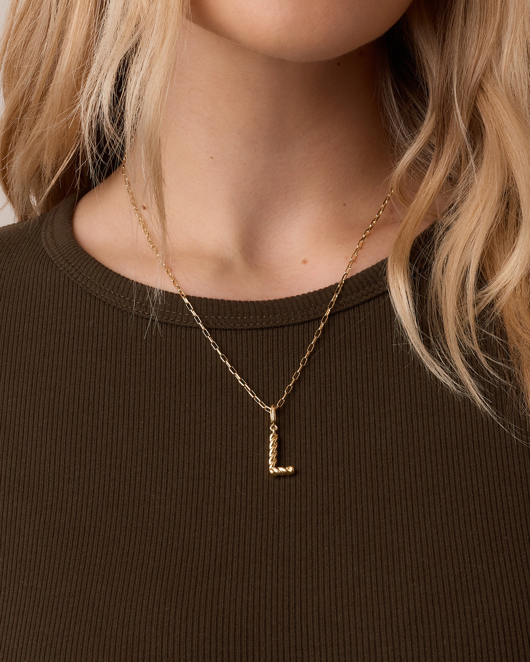 Crew Alphabet Statement Charm || option::18k Gold Plated, L