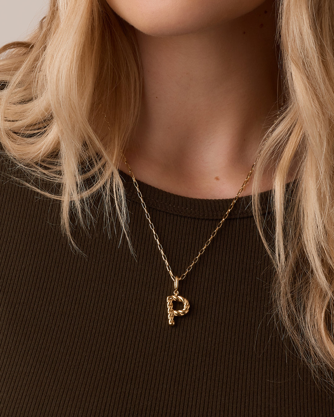 Crew Alphabet Statement Charm || option::18k Gold Plated, P