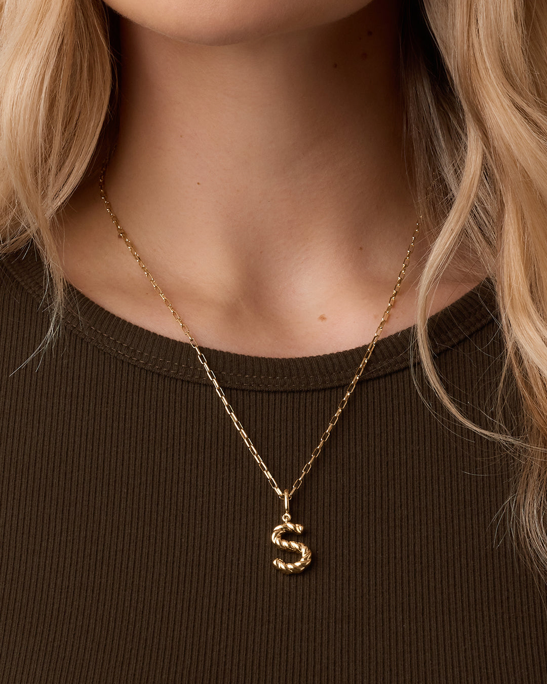 Crew Alphabet Statement Charm || option::18k Gold Plated, S