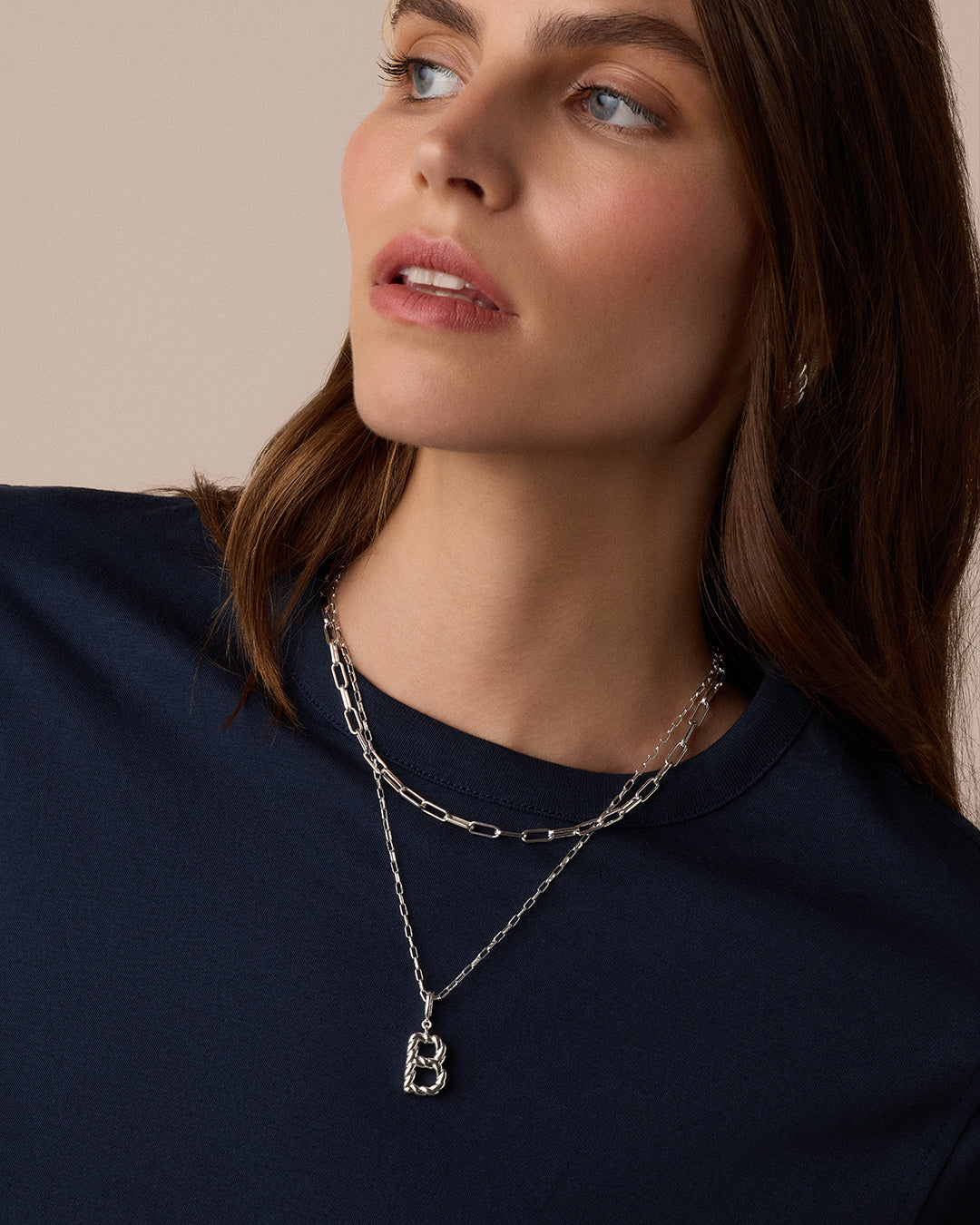 Crew Alphabet Statement Charm Necklace || option::Silver Plated, S