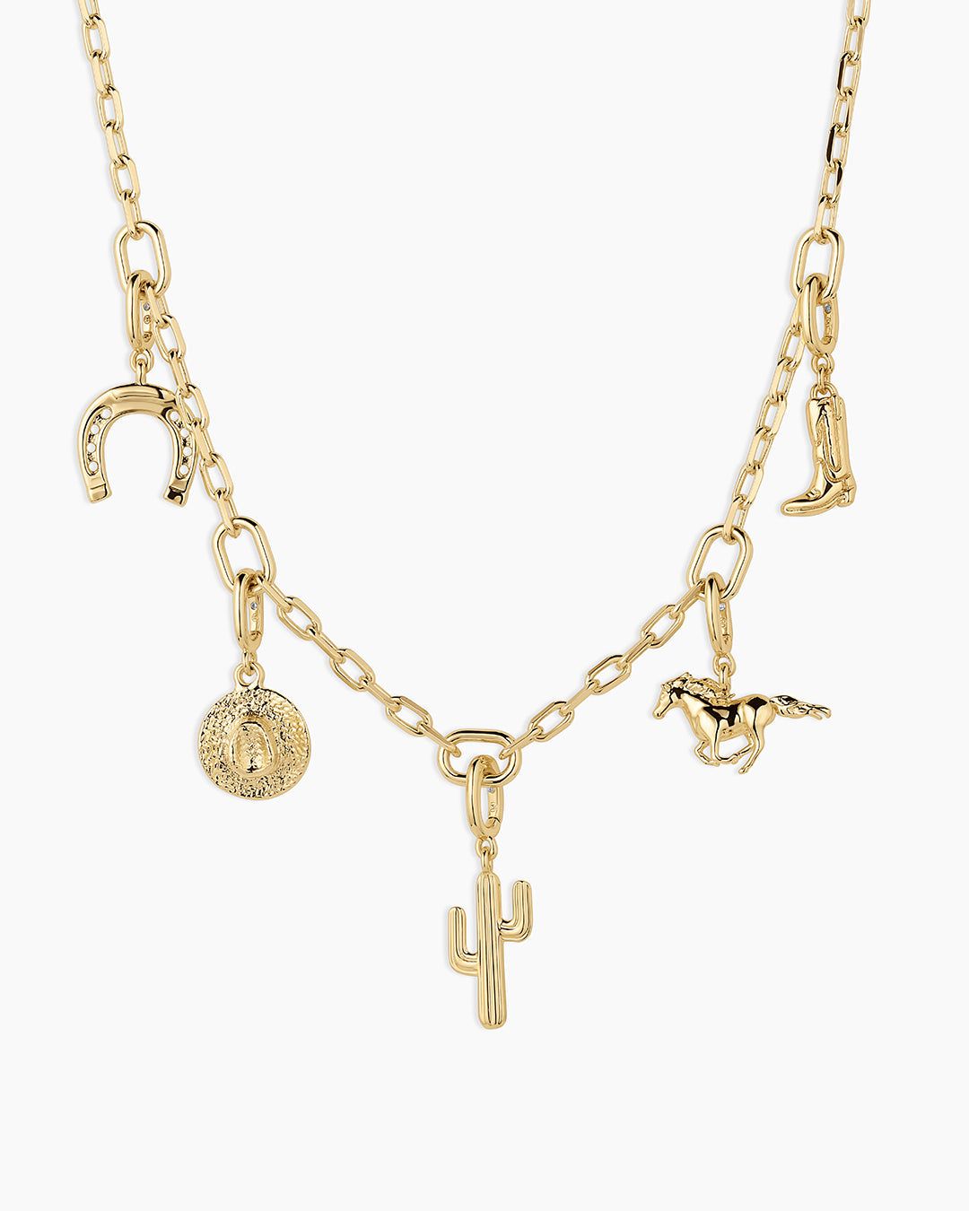 Western Parker Charm Necklace || option::18k Gold Plated 