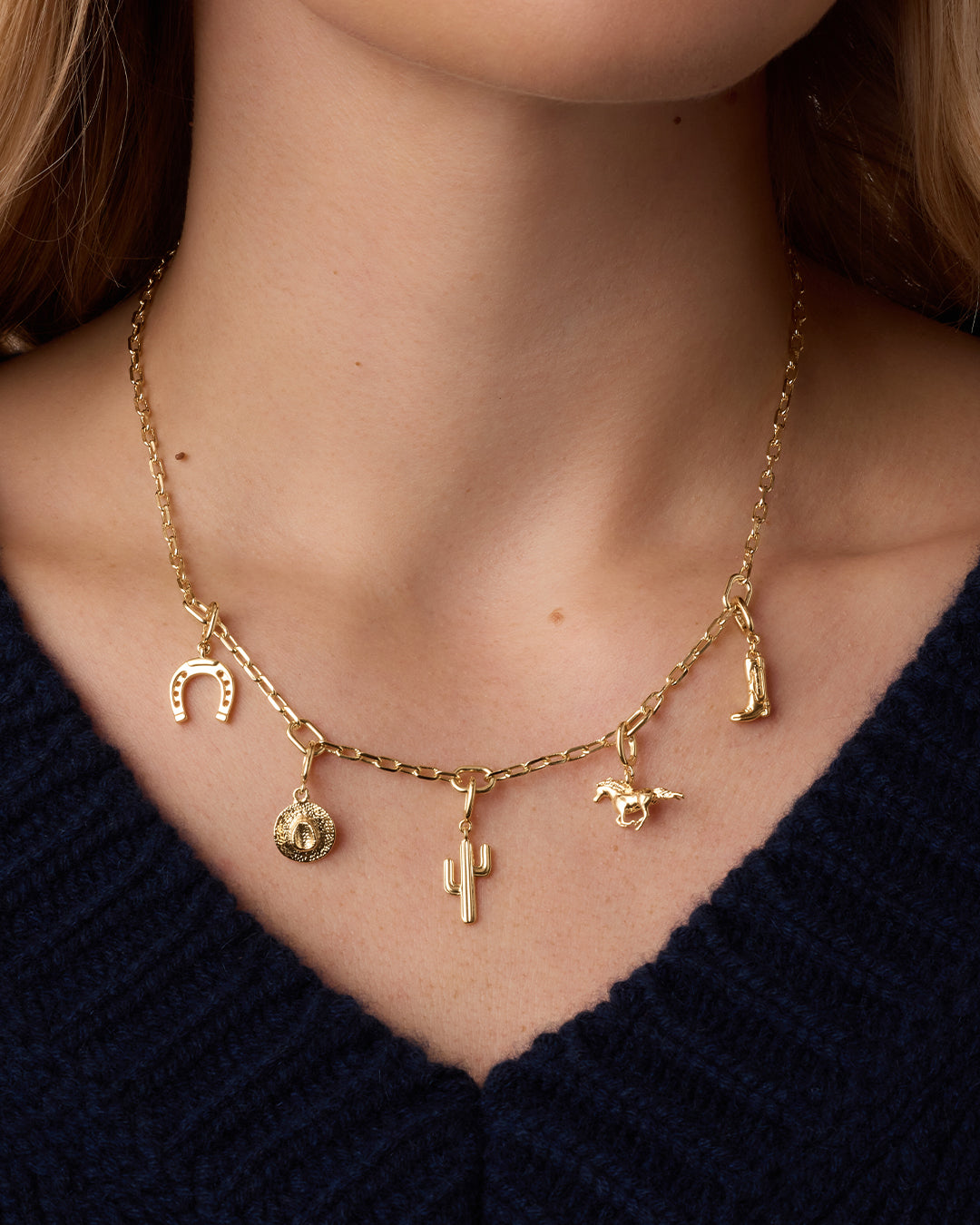 Western Parker Charm Necklace || option::18k Gold Plated 