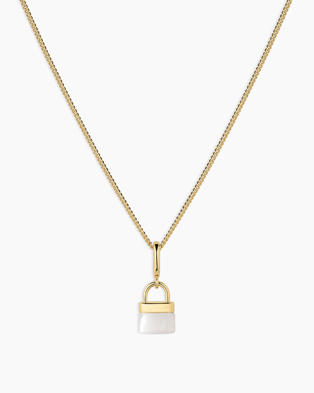 Padlock Parker Charm Necklace || option::18k Gold Plated, Mother of Pearl