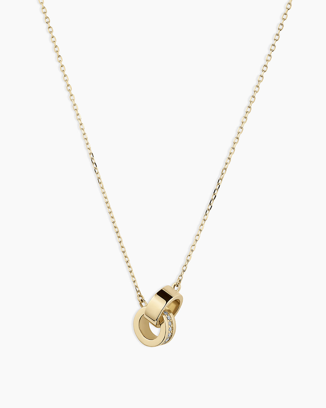 Diamond Bond Interlocking Rose  Necklace || option::14k Solid Gold, Single