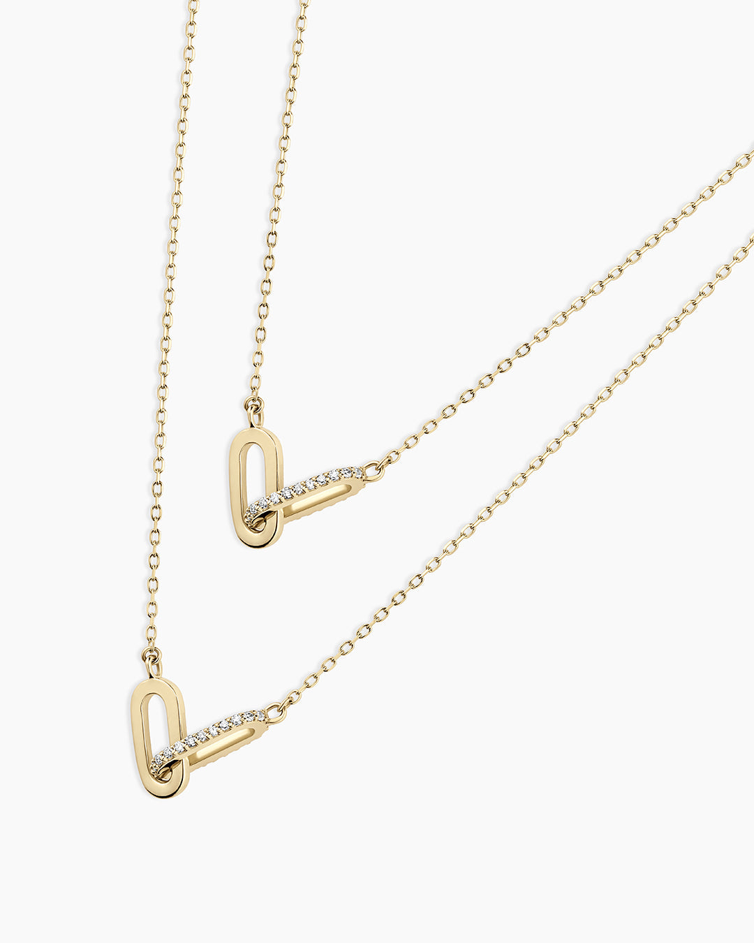 Diamond Bond Interlocking Link  Necklace || option::14k Solid Gold, Set