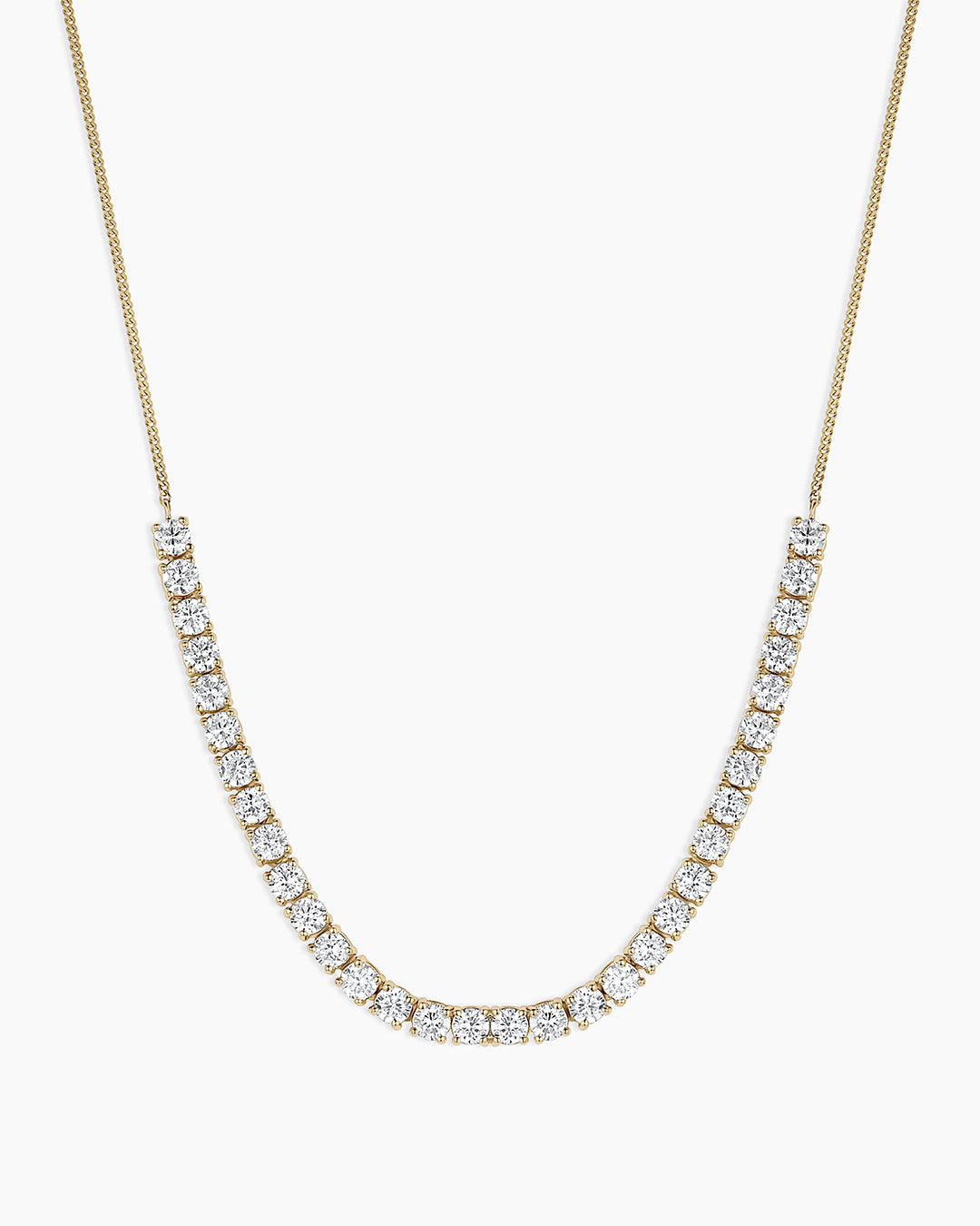 Lab Grown Diamond Tennis Row Necklace || option::14K Solid Gold