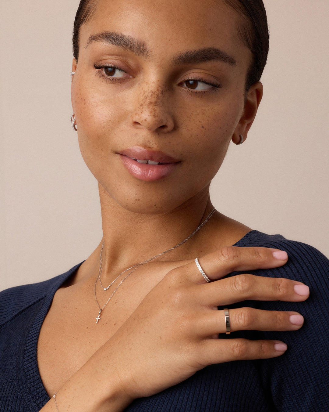 14k Gold Cross Charm || option::14k Solid White Gold