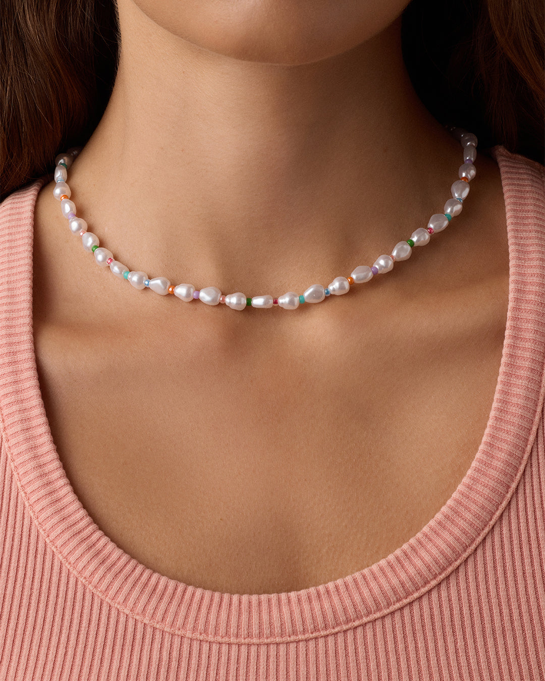 Pearl Rainbow Cove Necklace || option::18k Gold Plated