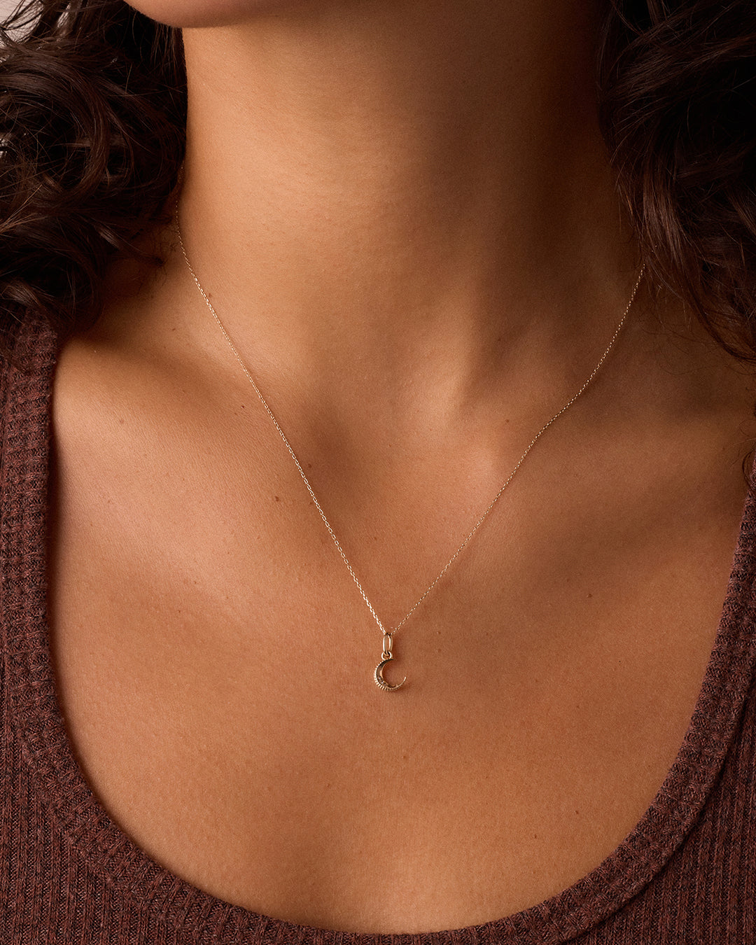 Diamond Crescent Charm || option::14k Solid Gold 