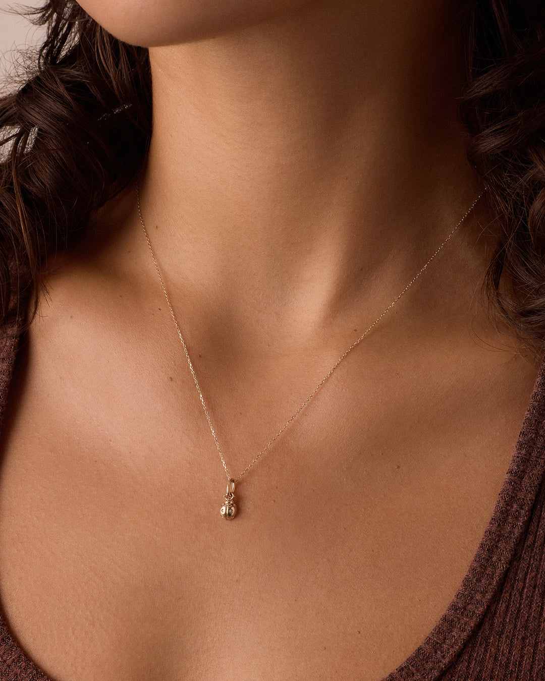 Diamond Ladybug Charm || option::14k Solid Gold 