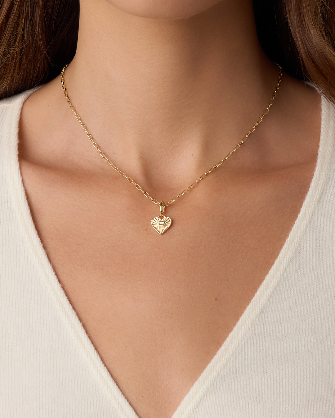 Vintage Heart Alphabet Parker Charm - F || option::18k Gold Plated, F