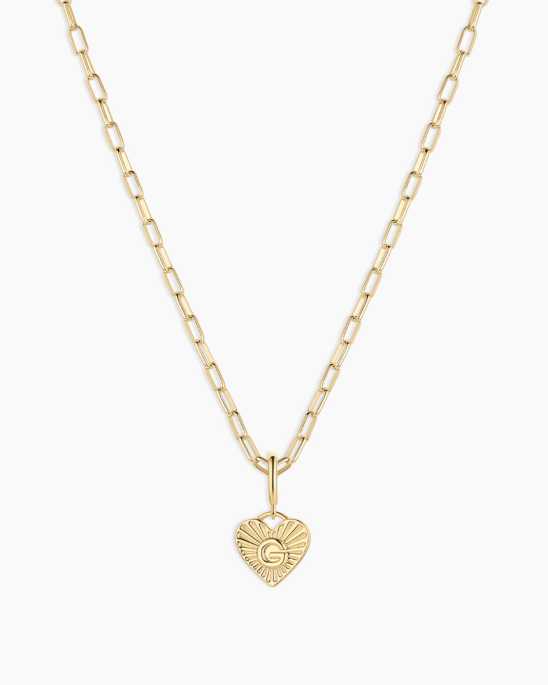 Vintage Heart Alphabet Charm Necklace -   G || option::18k Gold Plated, G