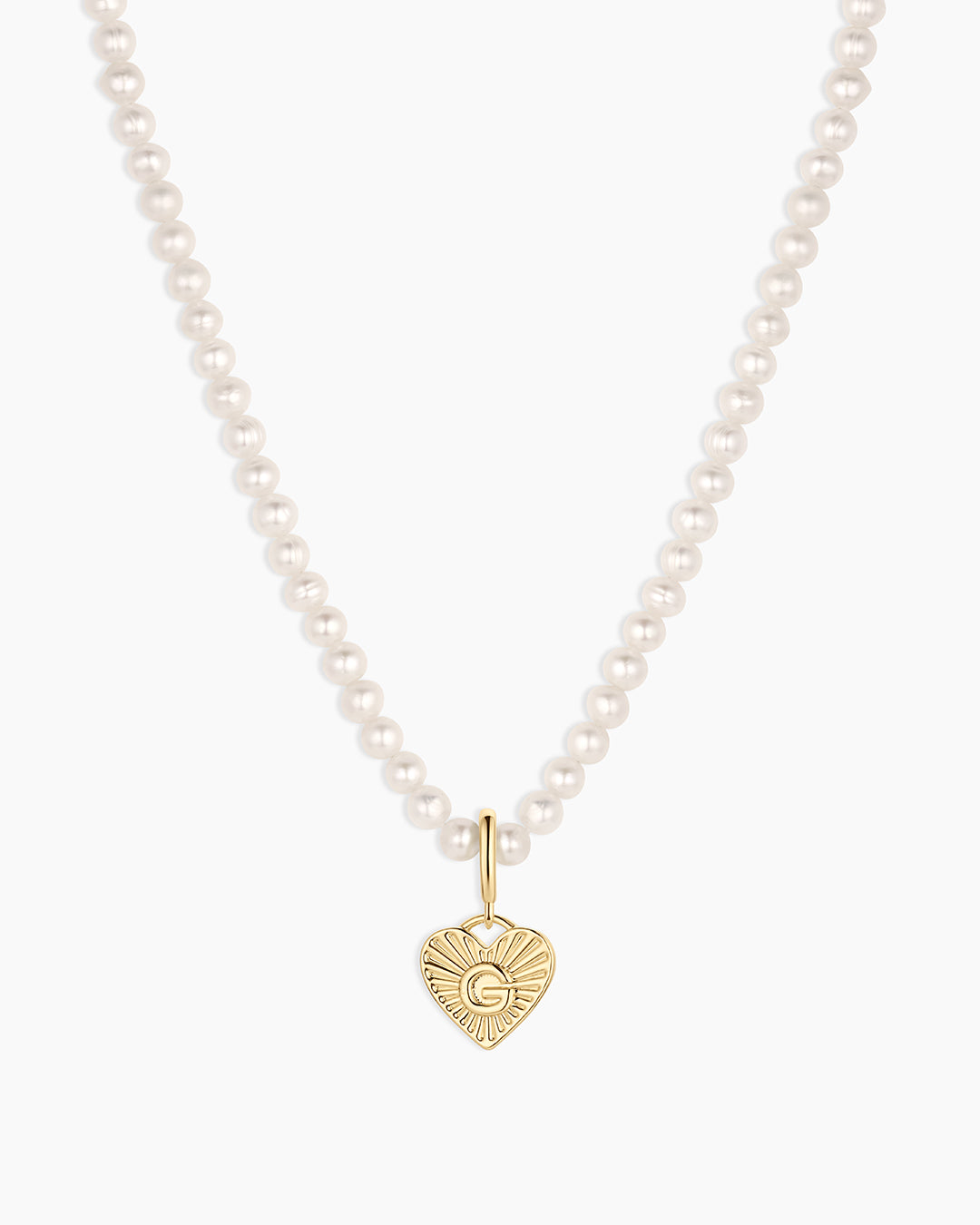 Vintage Heart Alphabet Charm Necklace - G || option::18k Gold Plated, G