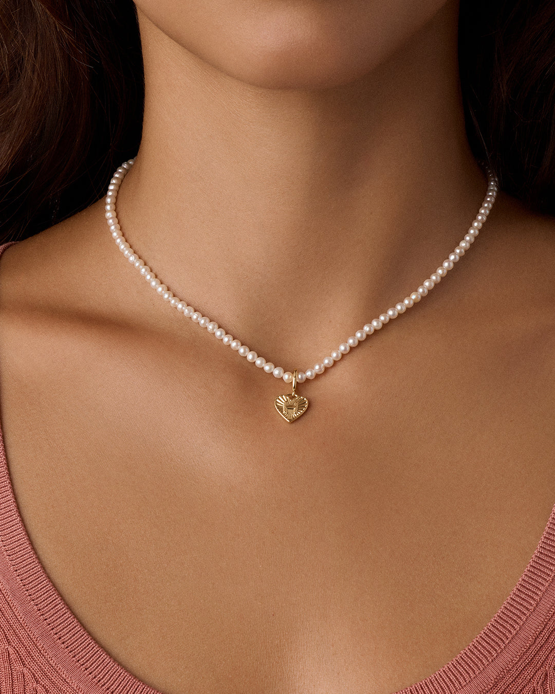 Vintage Heart Alphabet Charm Necklace - H || option::18k Gold Plated, H