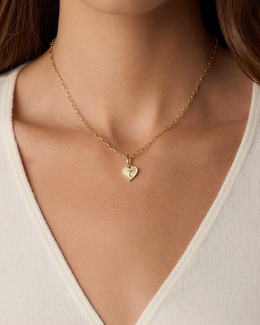 Vintage Heart Alphabet Parker Charm - I || option::18k Gold Plated, I