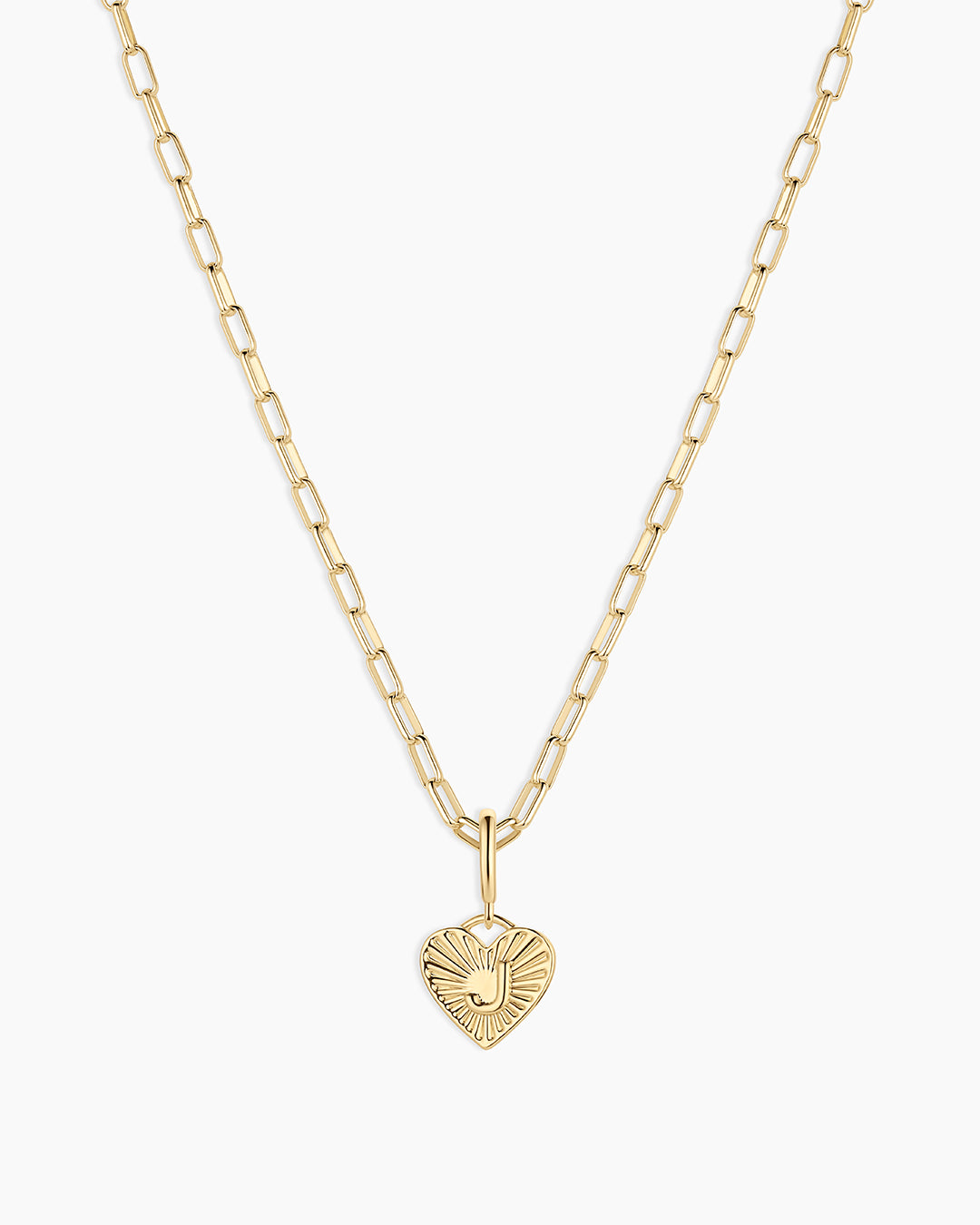 Vintage Heart Alphabet Charm Necklace -   J || option::18k Gold Plated, J