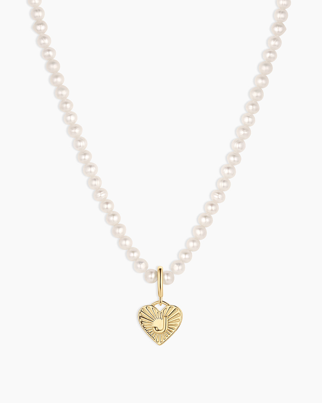Vintage Heart Alphabet Charm Necklace - J || option::18k Gold Plated, J