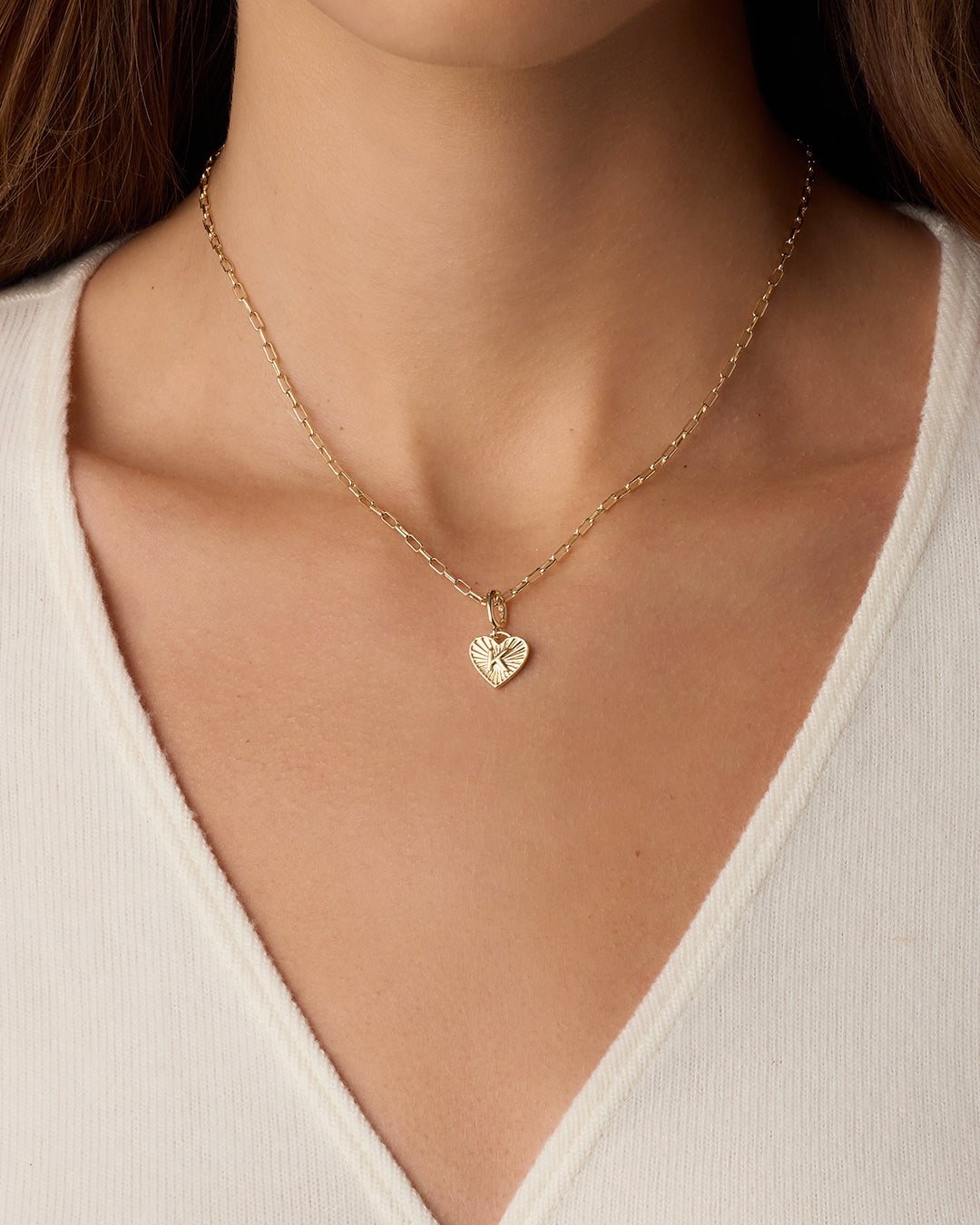 Vintage Heart Alphabet Parker Charm - K || option::18k Gold Plated, K