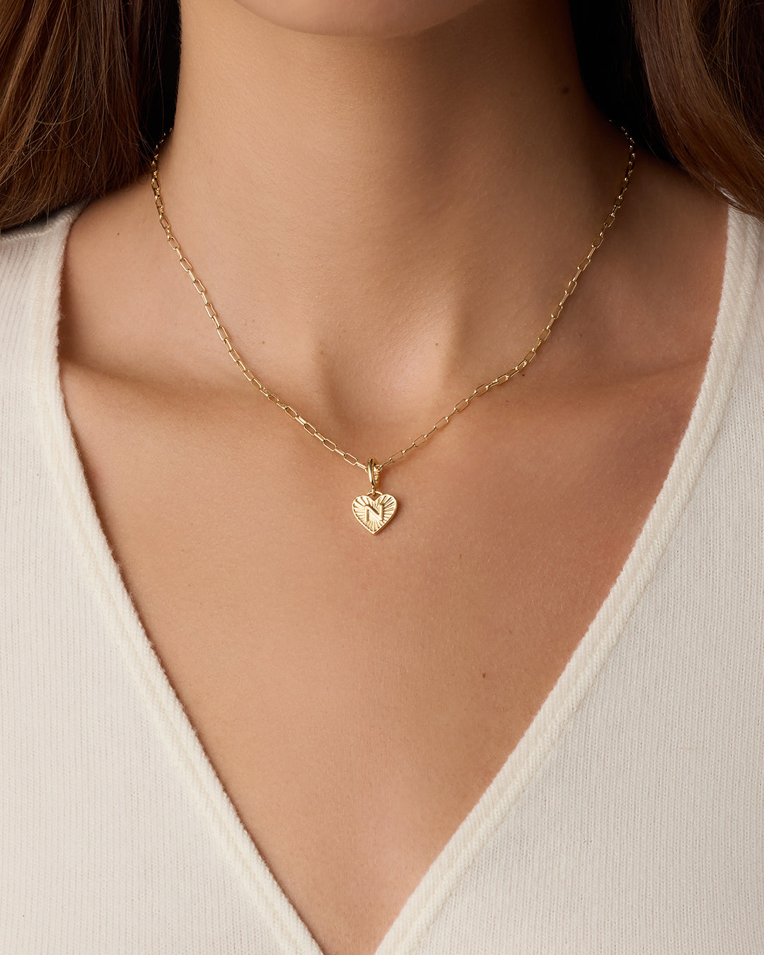 Vintage Heart Alphabet Parker Charm - N || option::18k Gold Plated, N