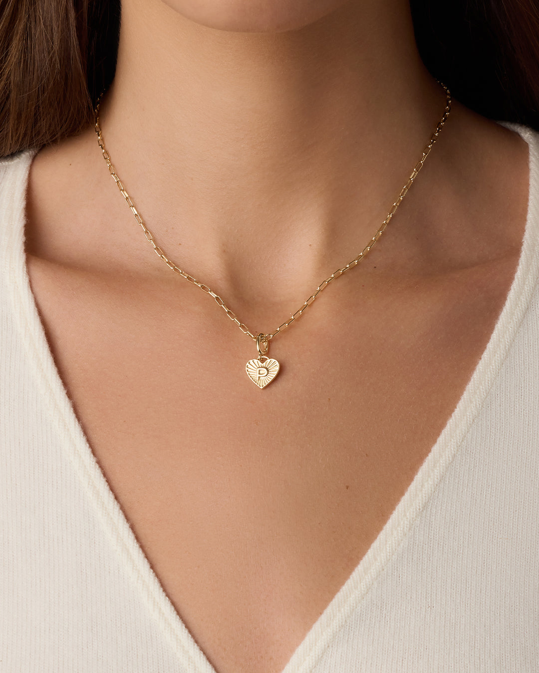 Vintage Heart Alphabet Parker Charm - P || option::18k Gold Plated, P