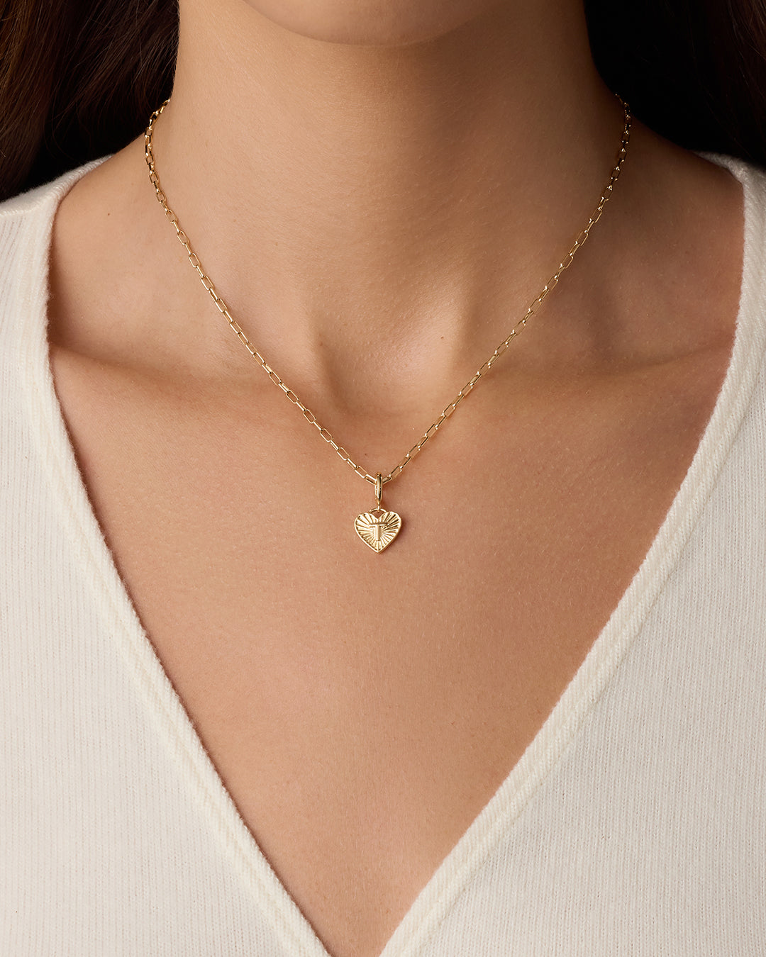 Vintage Heart Alphabet Parker Charm - T|| option::18k Gold Plated, T