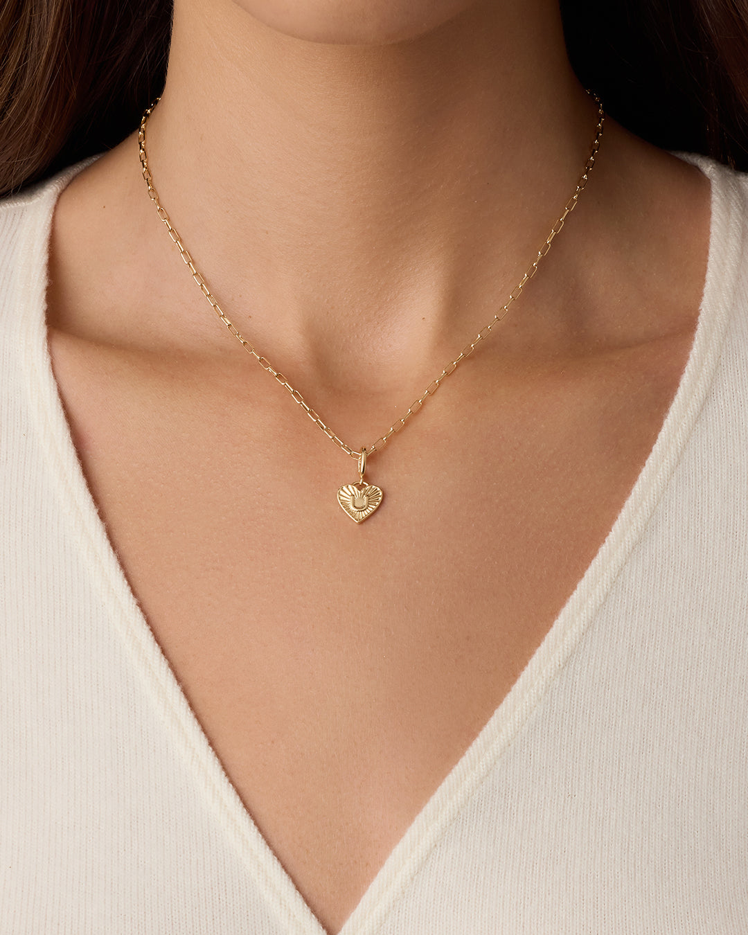 Vintage Heart Alphabet Parker Charm - U || option::18k Gold Plated, U