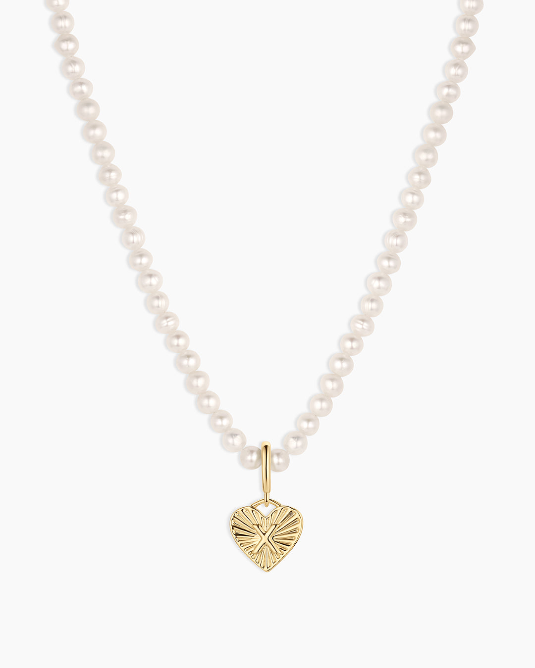 Vintage Heart Alphabet Charm Necklace - X || option::18k Gold Plated, X
