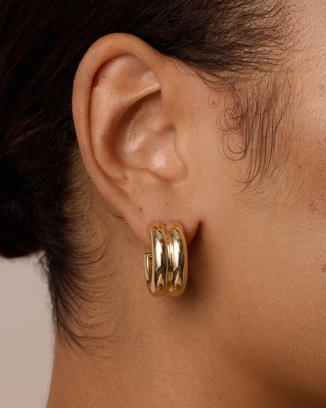 Lou Stacked Hoops || option::18k Gold Plated