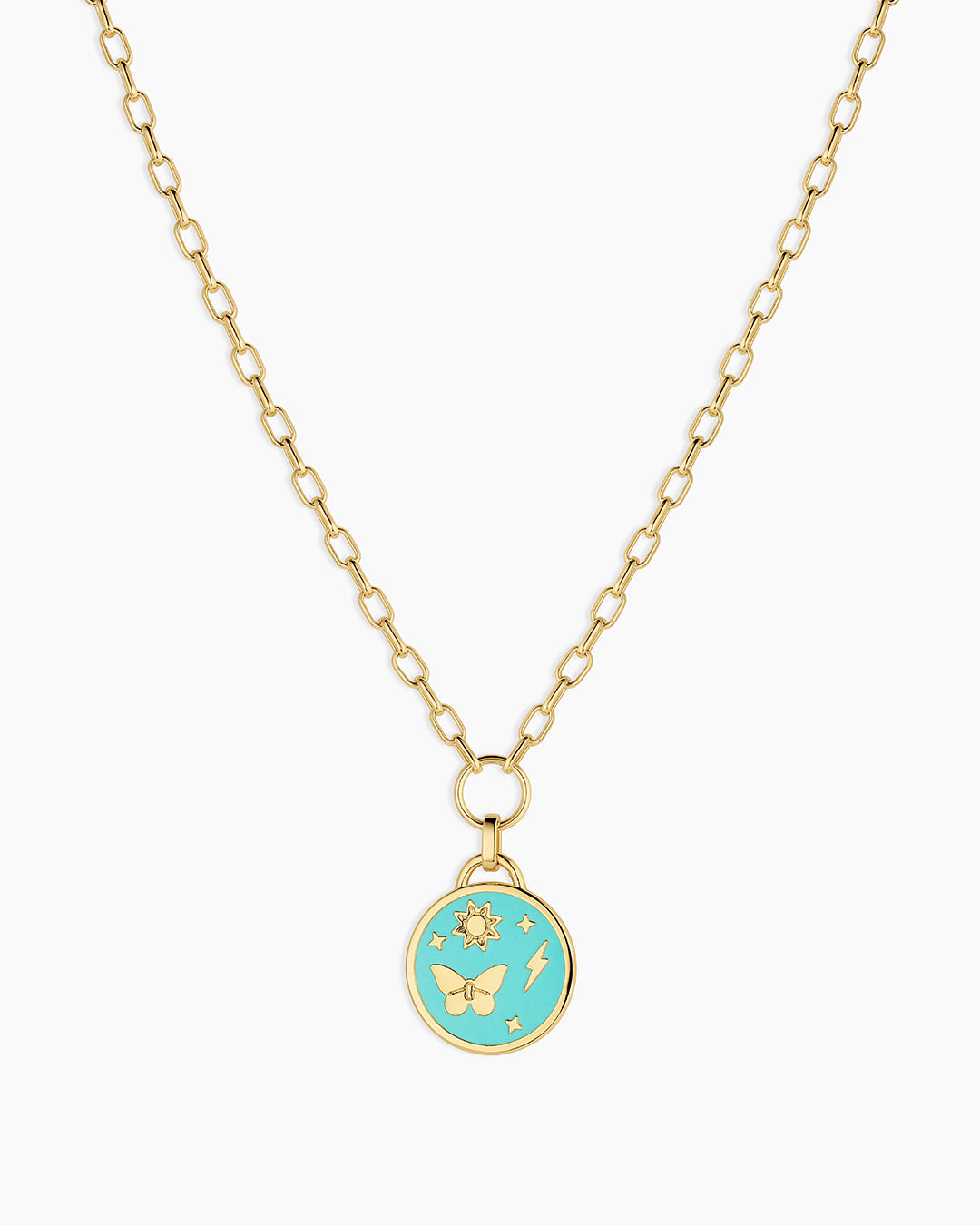 Lightning Strikes Coin Necklace || option::18k Gold Plated