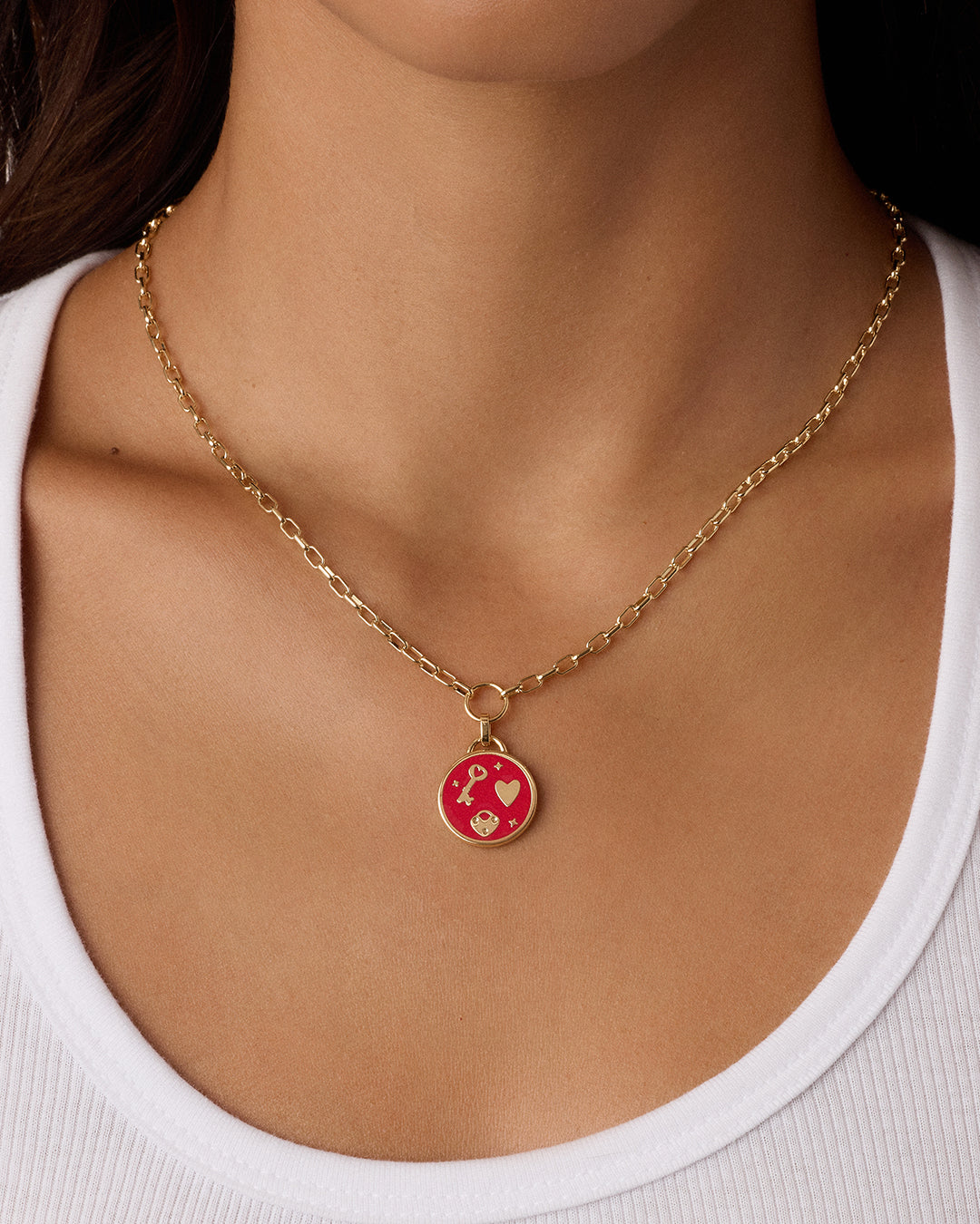 Love U Coin Necklace || option::18k Gold Plated