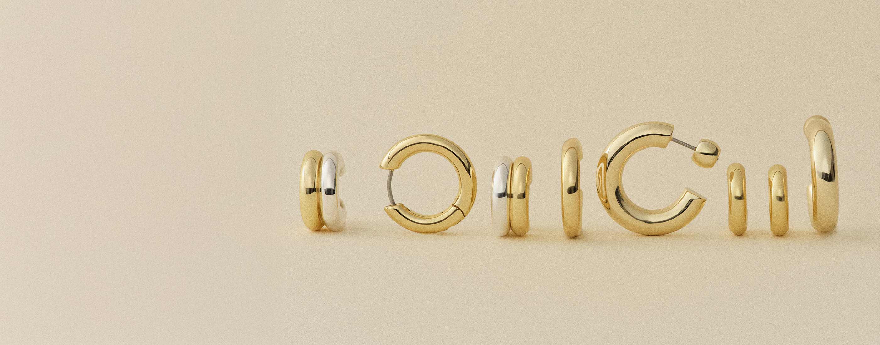 The Lou hoops collection. Gold and silver plated hoops and huggies
