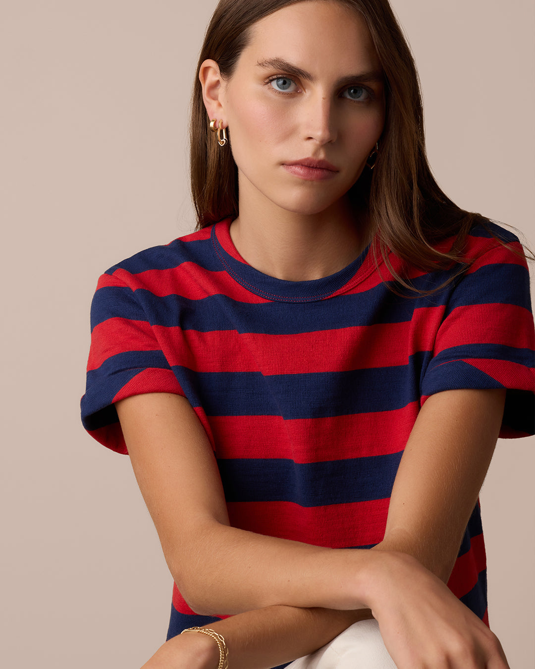 Campbell Heart Bead Hoops || option::18k Gold Plated, Black