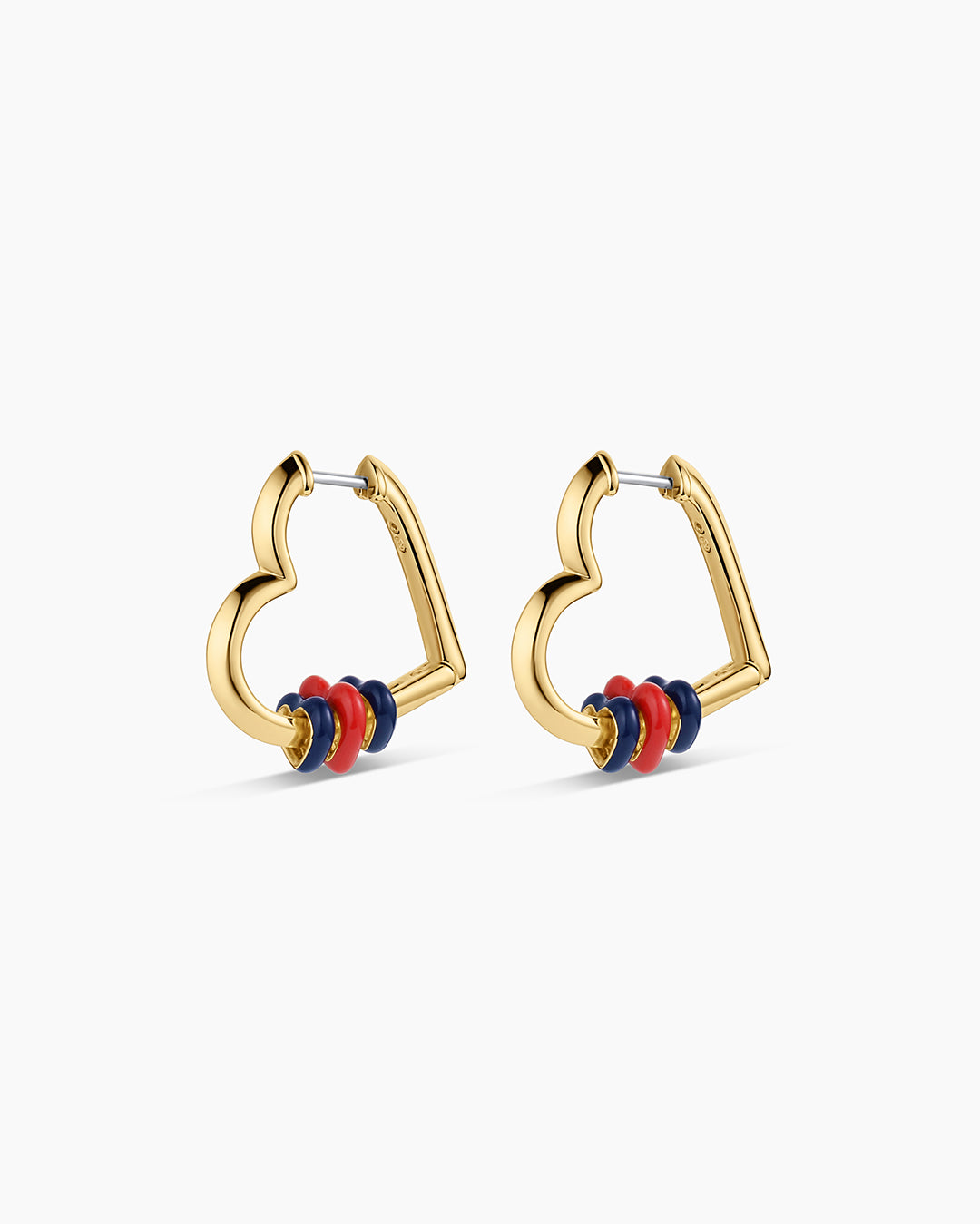 Campbell Heart Bead Hoops || option::18k Gold Plated, Blue