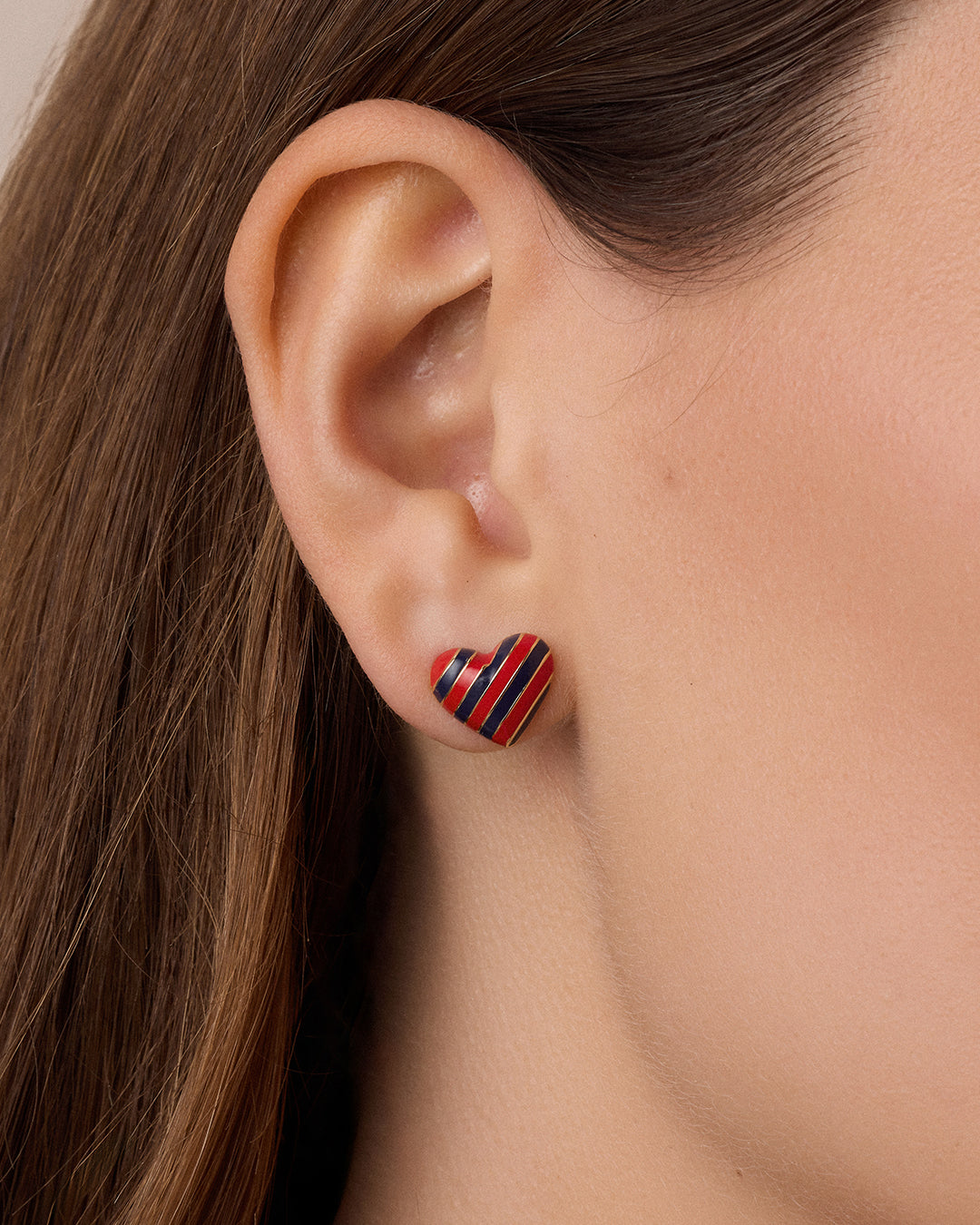 Campbell Enamel Heart Studs || option::18k Gold Plated, Blue