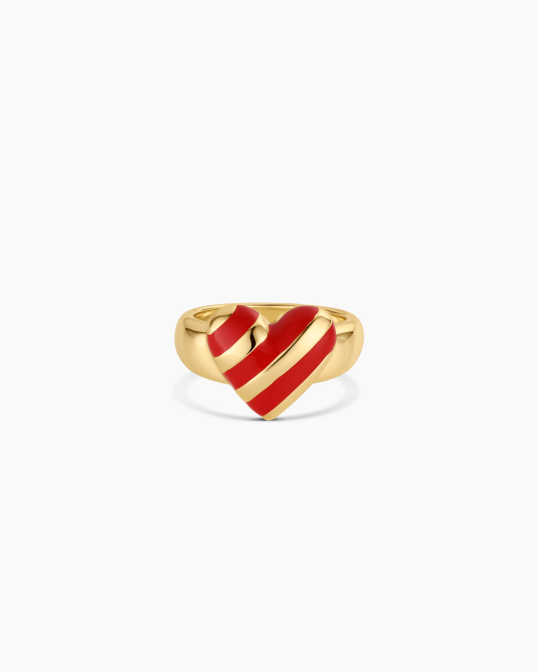 Campbell Enamel Heart Ring || option::18k Gold Plated, Red